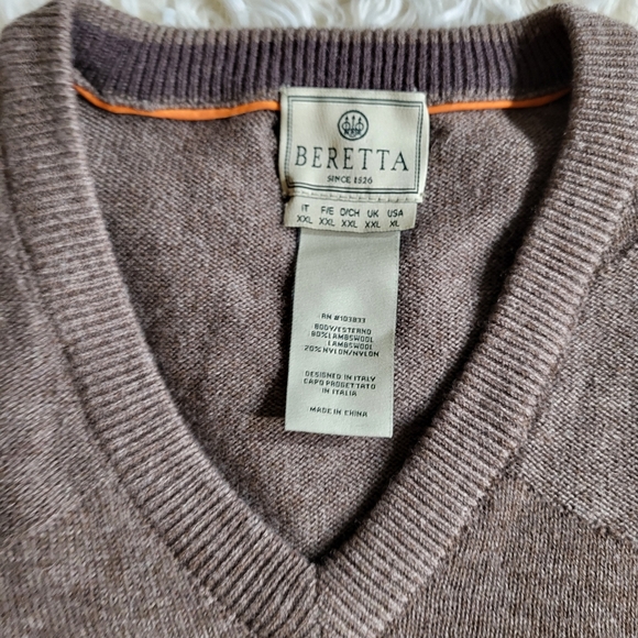 Beretta V-Neck Shooting Lambswool Sweater Men’s XL - Picture 4 of 16